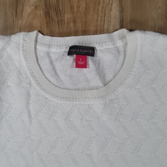 🔹️Vince Camuto Antique White Chevron Knit Lightweight Sweater Large - Picture 6 of 11